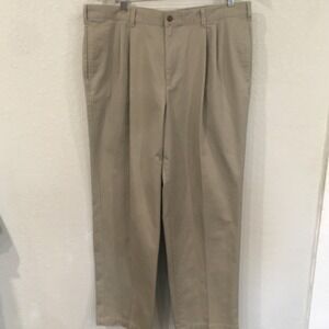 Farah Men 38x30 Pant Beige Dress Pleated Tapered 100% Cotton Career Minimalist